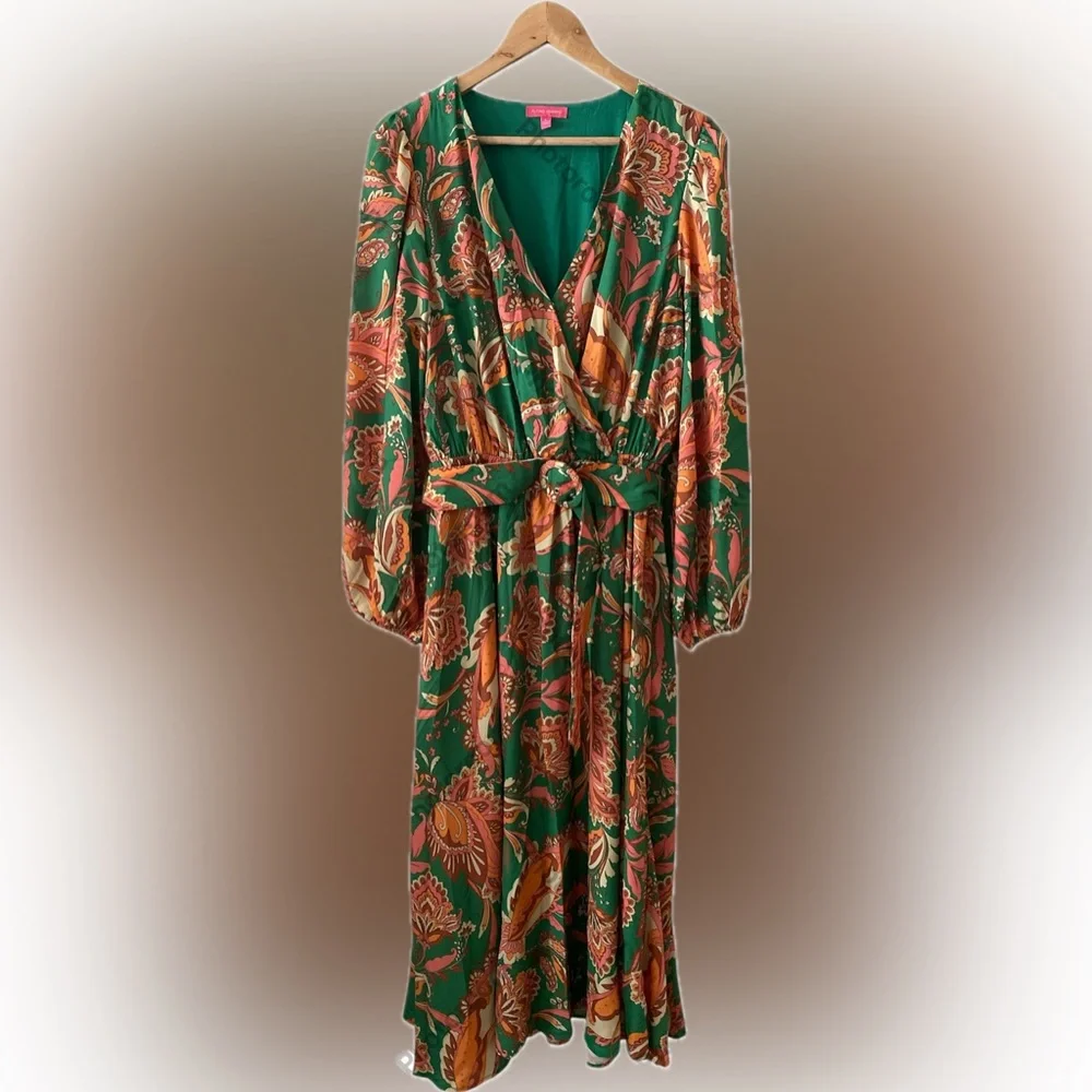 Flaying Tomato SUNNYSIDE FLORALS WOVEN MIDI DRESS size L pristine condition - Picture 3 of 17